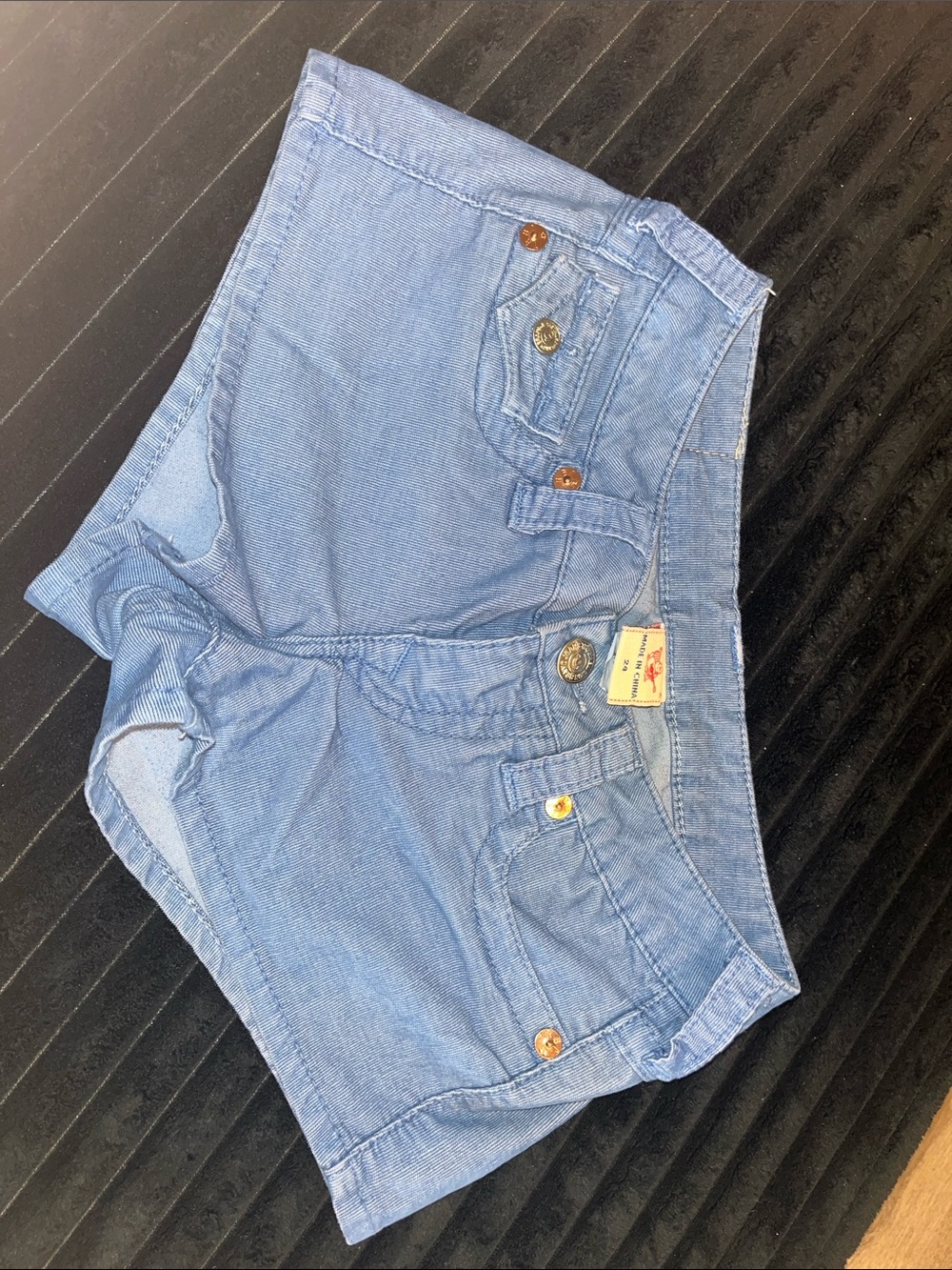 True Religion Light Blue Denim Short Shorts